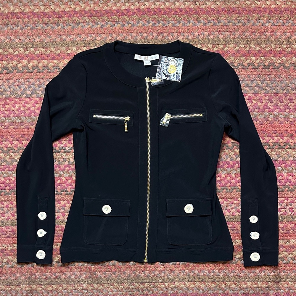 NEW BOSTON PROPER GOLD DETAIL FULL ZIP STRETCH JACKET